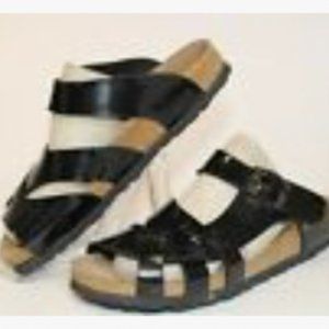 Birkenstock Black Shiny Pisa Birko-Flor Sandals 37 6.5